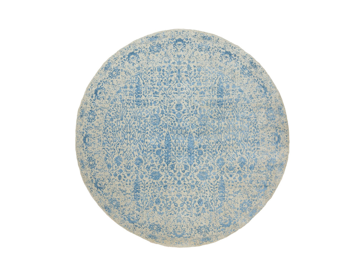 Transitional hand-knotted wool/silk rug in Blue, 9'10" x 9'10" — SKU O062066