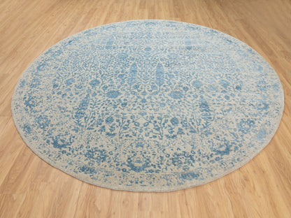 Transitional hand-knotted wool/silk rug in Blue, 9'10" x 9'10" — SKU O062066 (view 3)