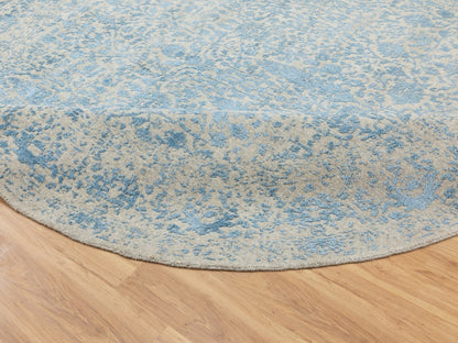 Transitional hand-knotted wool/silk rug in Blue, 9'10" x 9'10" — SKU O062066 (view 7)