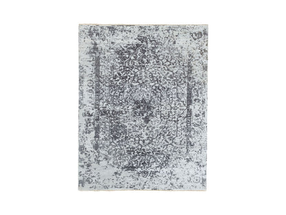 Grey 5'3" x 7'0" Transitional Hand knotted Wool/Silk Rug - Sku: O062068