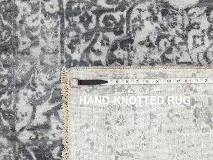 Transitional hand-knotted wool/pure silk rug in Gray, 5'3" x 7' — SKU O062068 (view 8)