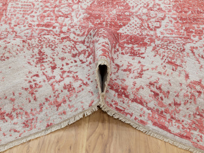 Pink 6'0" x 9'2" Transitional Hand knotted Wool/Silk Rug - Sku: O062069