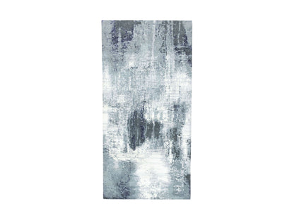 Ivory 2'5" x 8'0" Modern and Contemporary Hand knotted Wool/Silk Rug - Sku: O062070