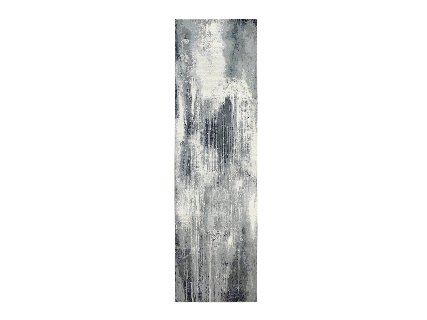 Ivory 2'6" x 10'0" Modern / Contemporary Hand knotted Wool/Silk Rug - Sku: O062071