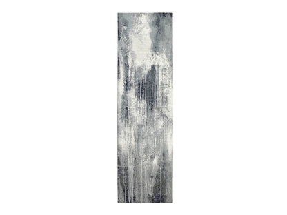Ivory 2'6" x 10'0" Modern and Contemporary Hand knotted Wool/Silk Rug - Sku: O062071