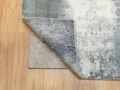 Ivory 2'6" x 10'0" Modern and Contemporary Hand knotted Wool/Silk Rug - Sku: O062071
