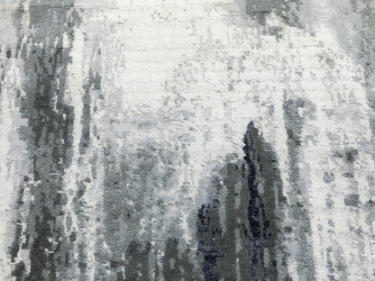 Ivory 2'6" x 10'0" Modern and Contemporary Hand knotted Wool/Silk Rug - Sku: O062071