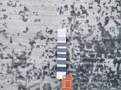 Grey 6'1" x 9'2" Transitional Hand knotted Wool/Silk Rug - Sku: O062094