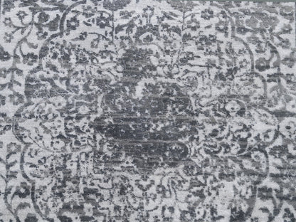 Grey 6'1" x 9'2" Transitional Hand knotted Wool/Silk Rug - Sku: O062094