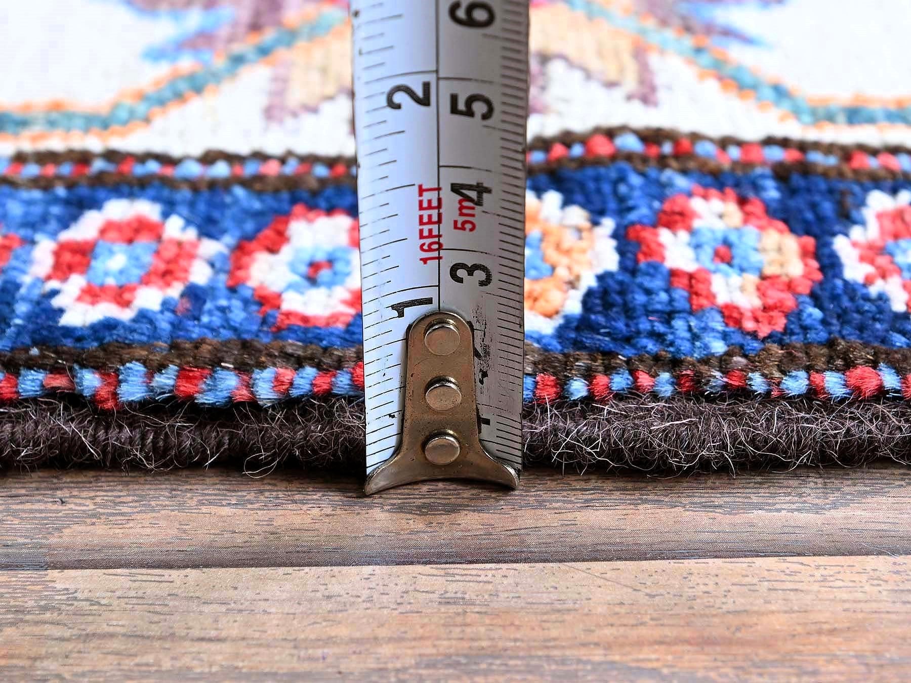 Ersari Kazak hand-knotted wool runner in Red & Ivory, 2'8" x 9'2" — SKU O0620 (view 6)