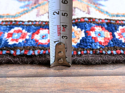 Ersari Kazak hand-knotted wool runner in Red & Ivory, 2'8" x 9'2" — SKU O0620 (view 6)