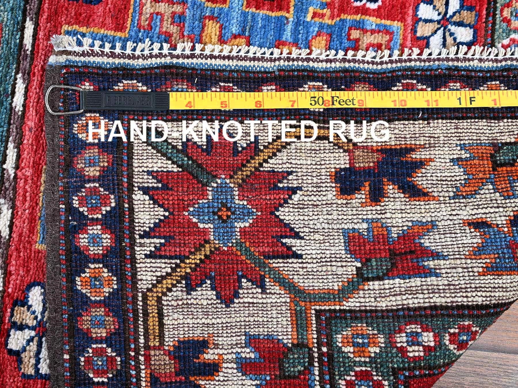 Ersari Kazak hand-knotted wool runner in Red & Ivory, 2'8" x 9'2" — SKU O0620 (view 7)
