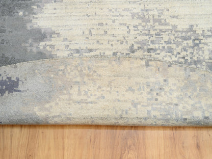 Ivory 11'10" x 12'0" Modern and Contemporary Hand knotted Wool/Silk Rug - Sku: O062100
