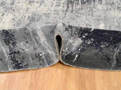 Ivory 11'10" x 12'0" Modern and Contemporary Hand knotted Wool/Silk Rug - Sku: O062100