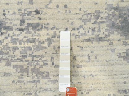 Ivory 11'10" x 12'0" Modern and Contemporary Hand knotted Wool/Silk Rug - Sku: O062100