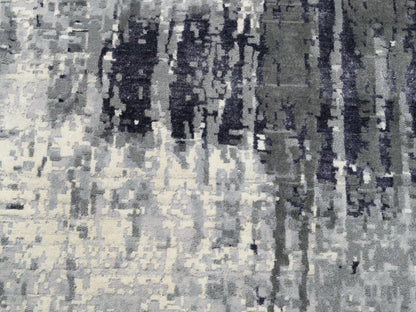 Ivory 11'10" x 12'0" Modern and Contemporary Hand knotted Wool/Silk Rug - Sku: O062100