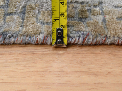 Orange 2'6" x 5'10" Modern / Contemporary Hand knotted Wool/Silk Rug - Sku: O062111