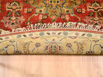 Red 7'9" x 7'9" Traditional Hand knotted Wool Rug - Sku: O062132