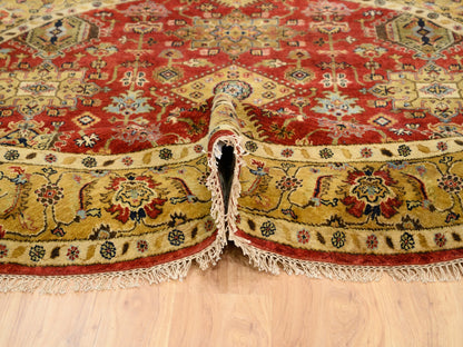 Red 7'9" x 7'9" Traditional Hand knotted Wool Rug - Sku: O062132