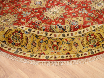 Red 7'9" x 7'9" Traditional Hand knotted Wool Rug - Sku: O062132