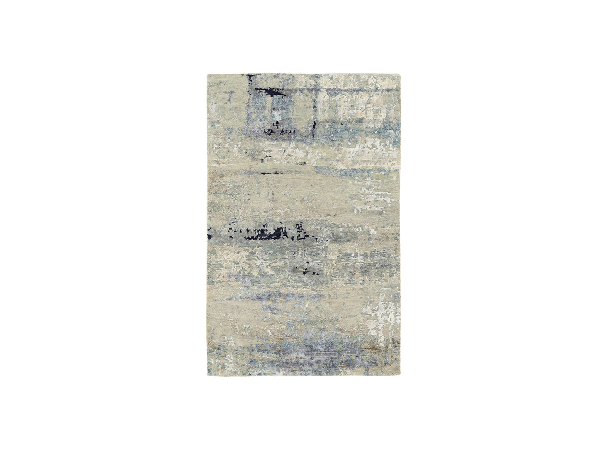 Modern / Contemporary hand-knotted wool/silk rug in Beige, 3' x 5' — SKU O062167
