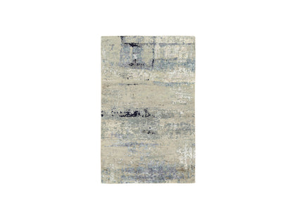Modern / Contemporary hand-knotted wool/silk rug in Beige, 3' x 5' — SKU O062167
