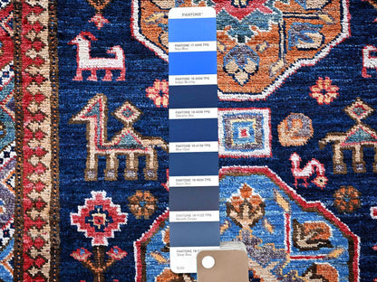 Blue 2'9" x 8'4" Kazak Hand knotted Wool Rug - Sku: O0621