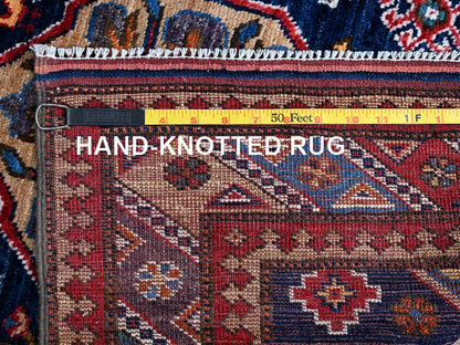 Blue 2'9" x 8'4" Kazak Hand knotted Wool Rug - Sku: O0621