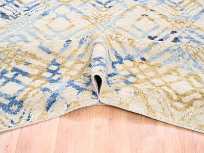 Ivory 9'0" x 12'0" Tribal Hand knotted Wool Rug - Sku: O062219