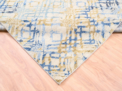 Ivory 9'0" x 12'0" Tribal Hand knotted Wool Rug - Sku: O062219