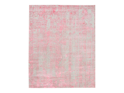 Grey 7'10" x 10'1" Modern / Contemporary Handloom Wool/Silk Rug - Sku: O062257
