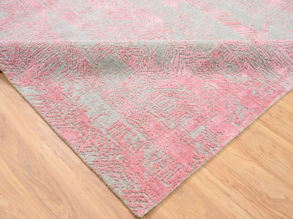 Grey 7'10" x 10'1" Modern / Contemporary Handloom Wool/Silk Rug - Sku: O062257