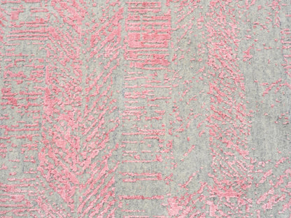 Grey 7'10" x 10'1" Modern / Contemporary Handloom Wool/Silk Rug - Sku: O062257
