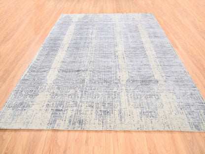 Beige 8'1" x 9'10" Modern and Contemporary Handloom Wool/Silk Rug - Sku: O062258