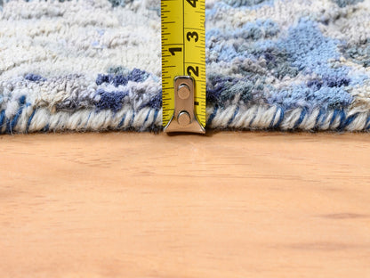 Modern / Contemporary hand-knotted wool/silk runner in Blue, 2'5" x 10' — SKU O062262 (view 7)