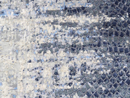 Modern / Contemporary hand-knotted wool/silk runner in Blue, 2'5" x 6'1" — SKU O062263 (view 5)