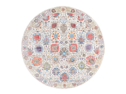 Ivory 10'1" x 10'0" Transitional Hand knotted Wool/Silk Rug - Sku: O062272