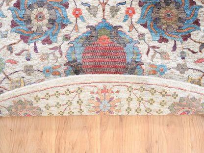Ivory 10'1" x 10'0" Transitional Hand knotted Wool/Silk Rug - Sku: O062272