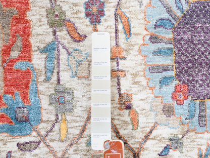 Ivory 10'1" x 10'0" Transitional Hand knotted Wool/Silk Rug - Sku: O062272
