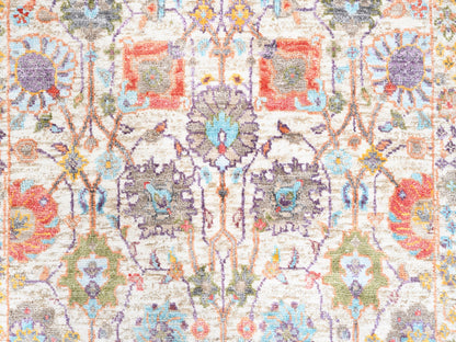 Ivory 2'6" x 16'1" Transitional Hand knotted Wool/Silk Rug - Sku: O062288