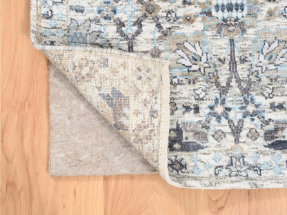Ivory 2'5" x 6'2" Transitional Hand knotted Wool/Silk Rug - Sku: O062291