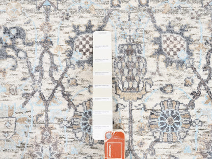 Ivory 2'5" x 6'2" Transitional Hand knotted Wool/Silk Rug - Sku: O062291