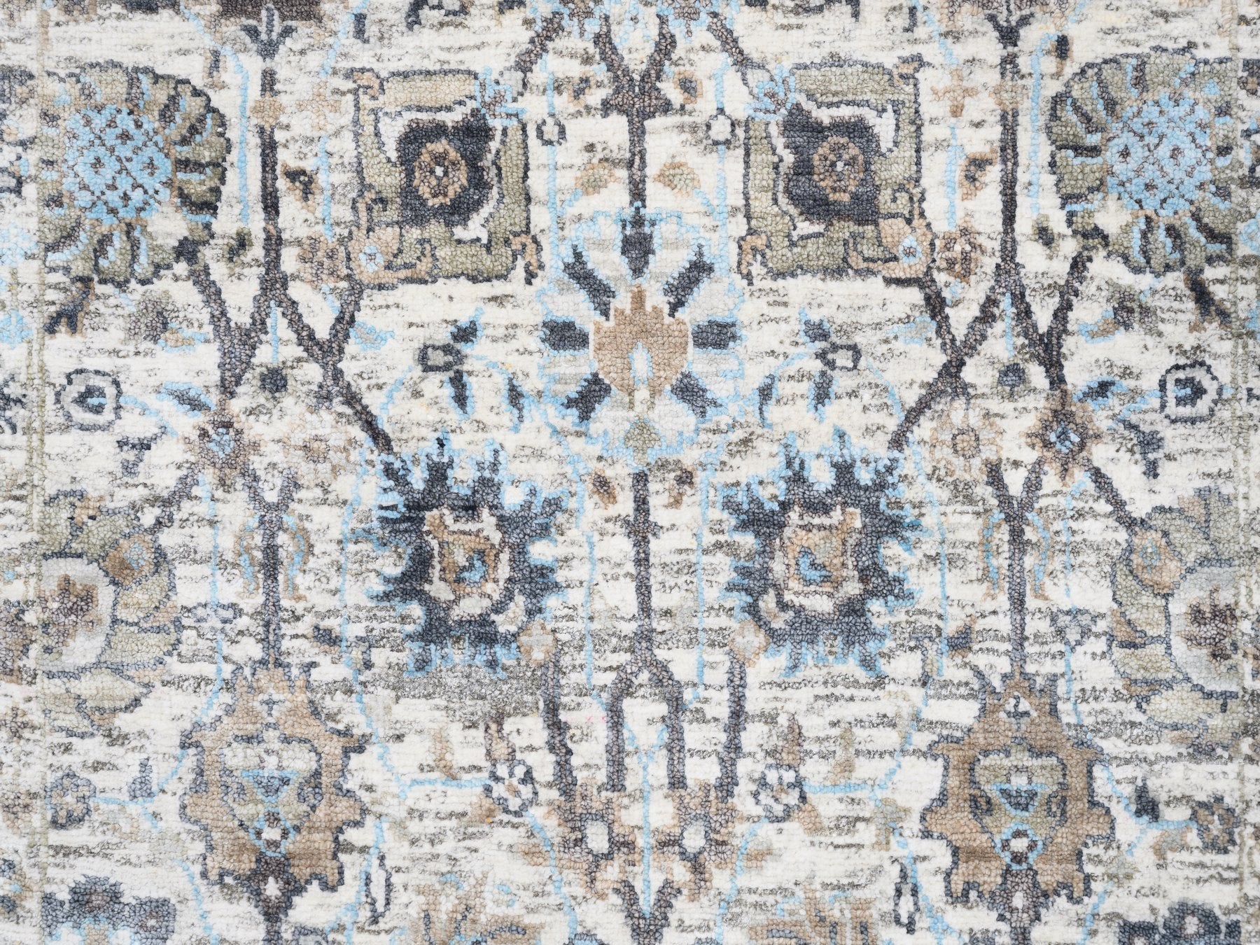 Tabriz Transitional hand-knotted silk runner in Ivory, 2'5" x 6'2" — SKU O062291 (view 5)