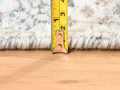 Ivory 2'5" x 6'2" Transitional Hand knotted Wool/Silk Rug - Sku: O062291
