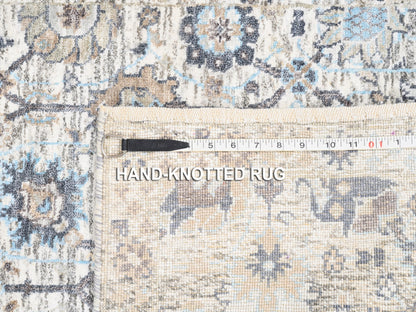 Ivory 2'5" x 6'2" Transitional Hand knotted Wool/Silk Rug - Sku: O062291