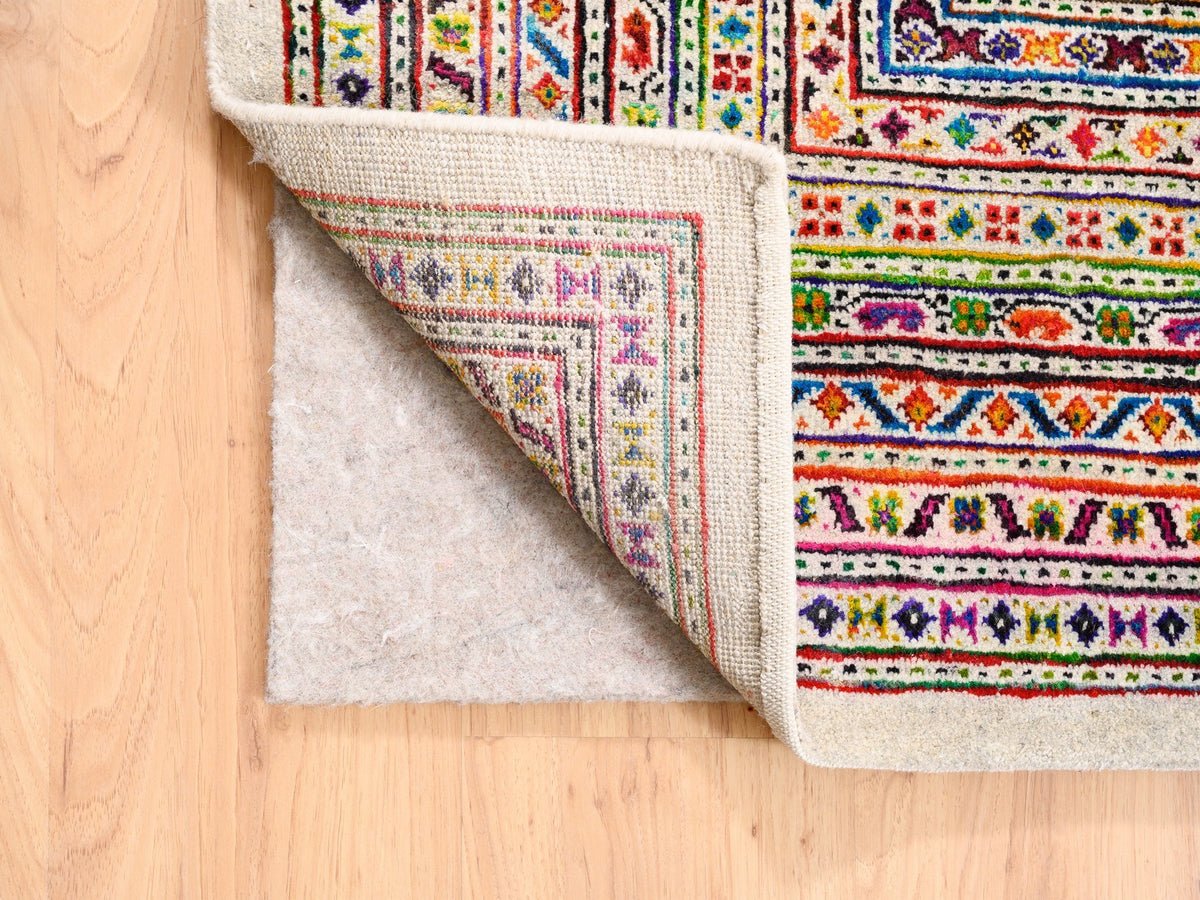 Sarouk Modern / Contemporary hand-knotted wool/sari silk rug in Beige, 13'10" x 14' — SKU O062305 (view 4)