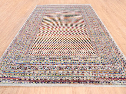 Sarouk Modern / Contemporary hand-knotted wool/sari silk rug in Beige & Ivory, 8'10" x 12' — SKU O062307 (view 2)