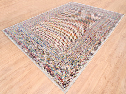 Sarouk Modern / Contemporary hand-knotted wool/sari silk rug in Beige & Ivory, 8'10" x 12' — SKU O062307 (view 3)