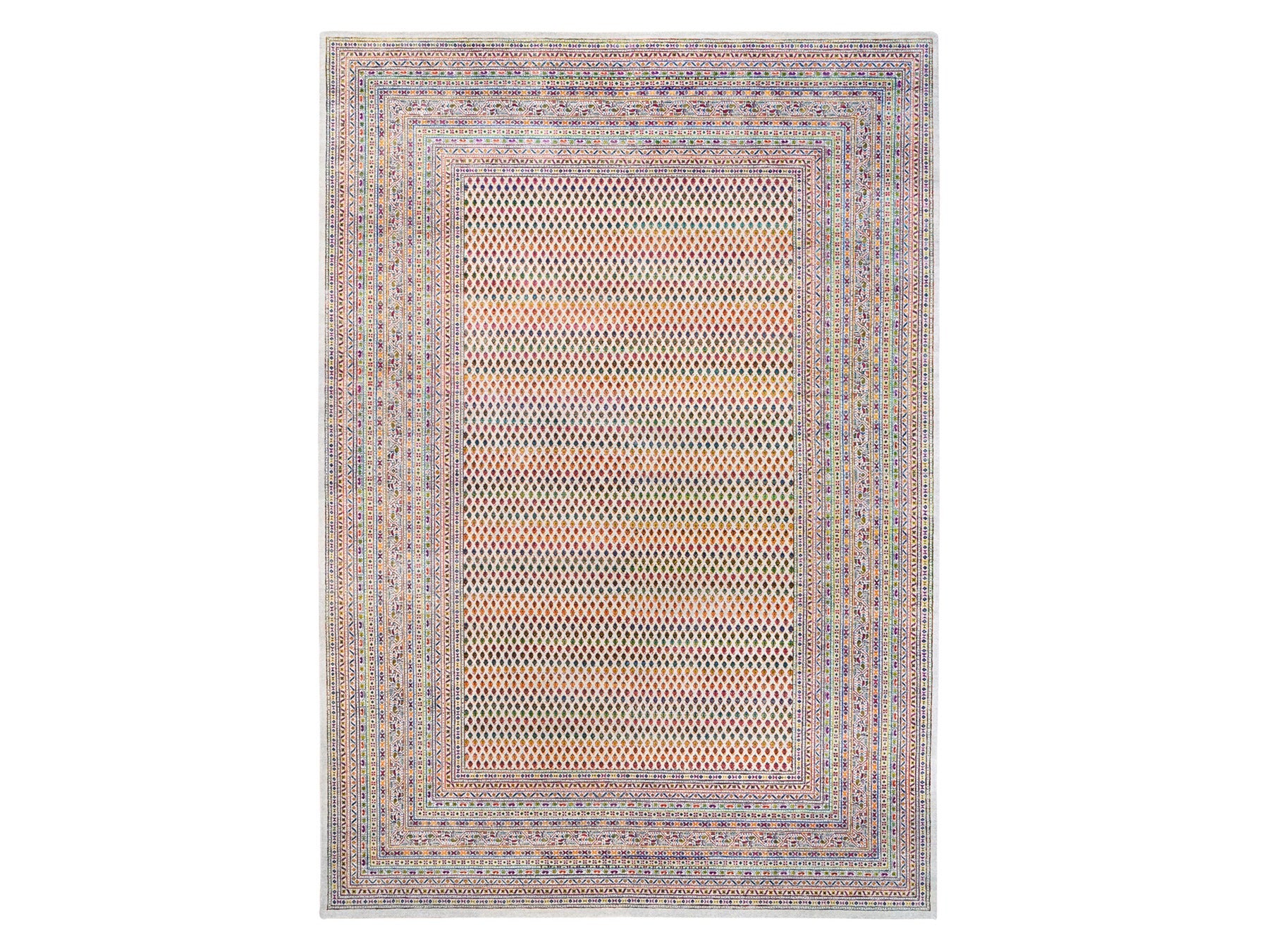 Sarouk Modern / Contemporary hand-knotted wool/sari silk rug in Beige, 9'10" x 14' — SKU O062309