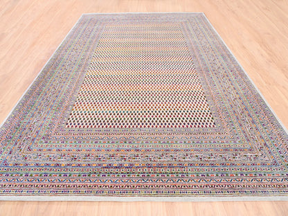 Beige 9'10" x 14'0" Modern and Contemporary Hand knotted Wool/Silk Rug - Sku: O062309